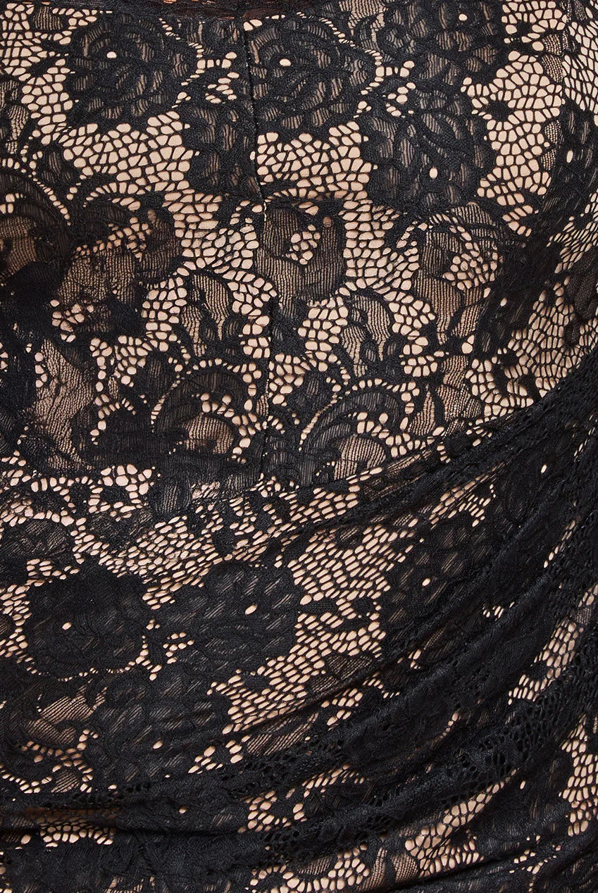 GODDIVA PLUS SCALLOPED LACE CORSET BODICE MAXI DRESS