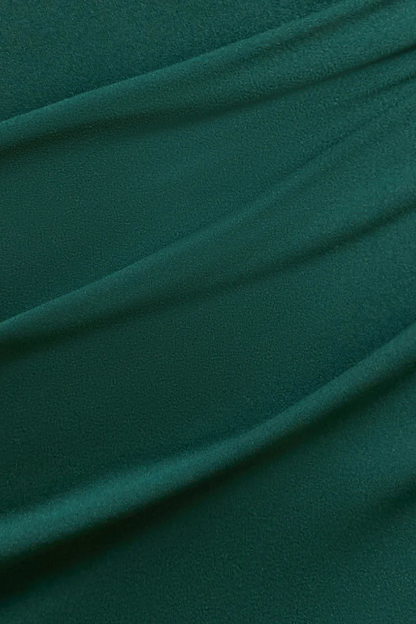GODDIVA OFF SHOULDER ASYMMETRIC PLEATED WAIST MAXI DRESS