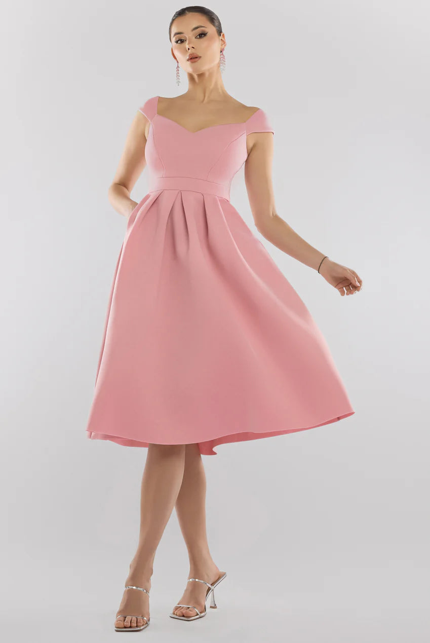 GODDIVA SCUBA FOAM SKATER MIDI DRESS