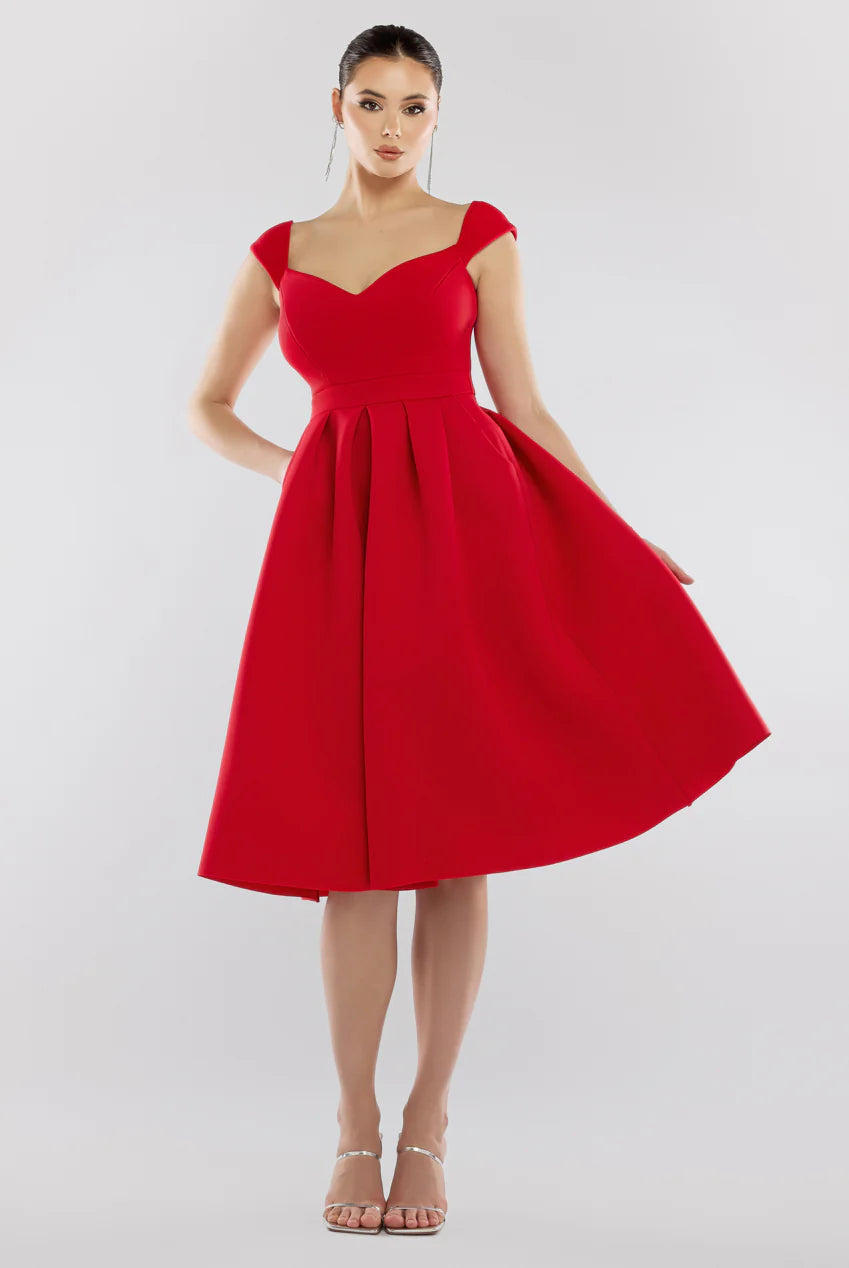 GODDIVA SCUBA FOAM SKATER MIDI DRESS