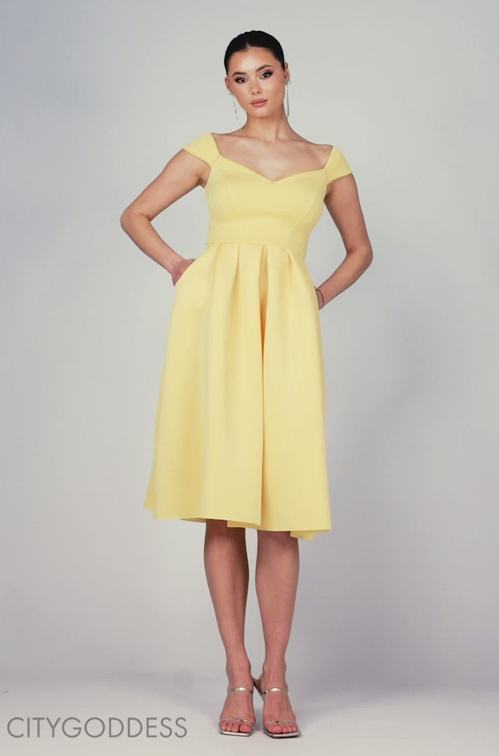 GODDIVA SCUBA FOAM SKATER MIDI DRESS